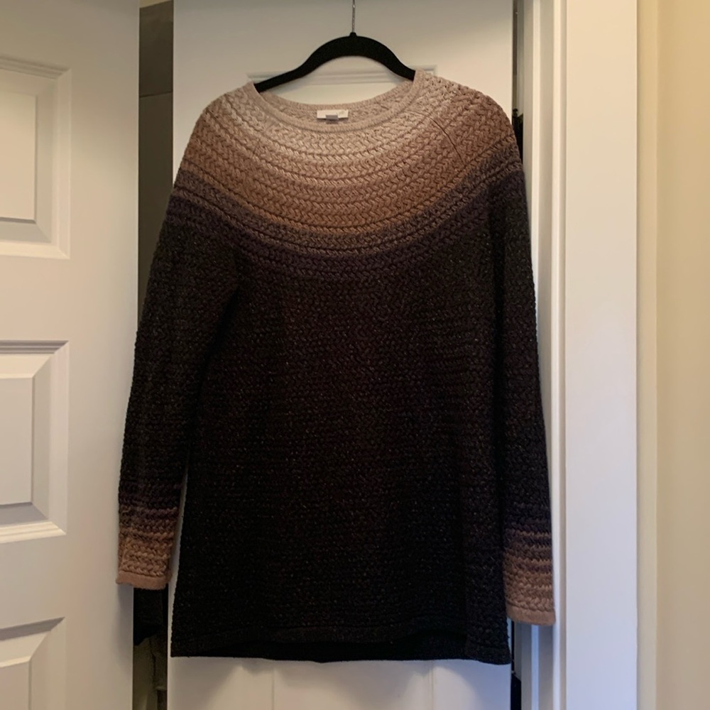 JJill Tunic Sweater Crew Neck Fair Isle Ombré Small Cozy Fall Vibes Cream Tan